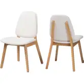 Hudson Dining Chair in Natural Wood & White Boucle Fabric (Set of 2)