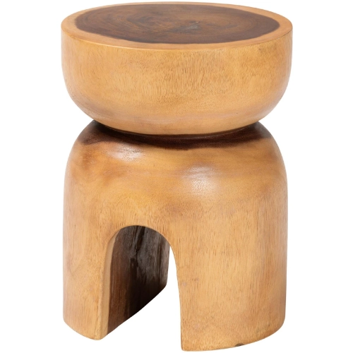 Abrina End Side Table in Natural Brown Suar Wood