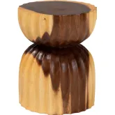 Noleta End Side Table in Handcarved Suar Wood