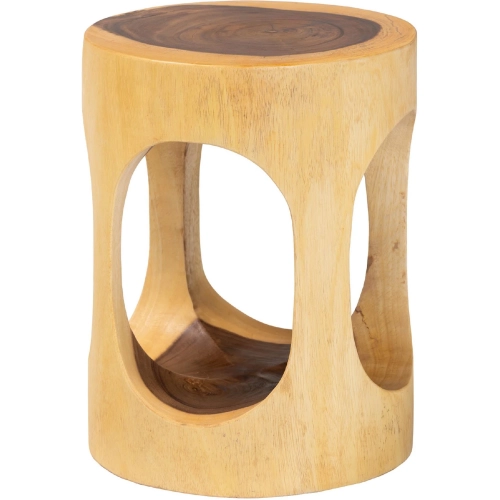 Kaseko End Side Table in Handcarved Suar Wood