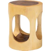 Kaseko End Side Table in Handcarved Suar Wood