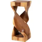 Rapha End Table Sculptural Pedestal in Hand Carved Suar Wood