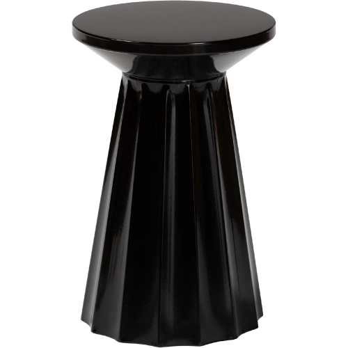 Ulmer Round Scalloped Side Table in Black Metal