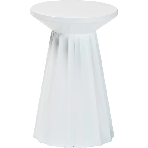 Ulmer Round Scalloped Side Table in White Metal