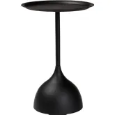 Webb Pedestal Side Table w/ Round Tray Top in Black Metal