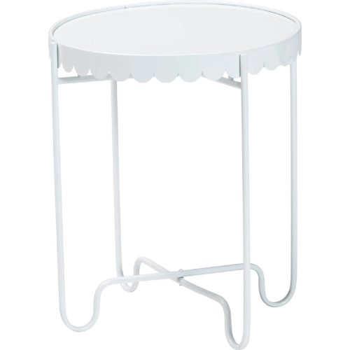 Laverne Side Table w/ Scalloped Tray Top in White Metal