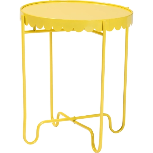 Laverne Side Table with Scalloped Tray Top in Yellow Metal
