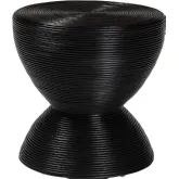 Tokyo Hourglass Side Table in Black Laminated Natural Rattan