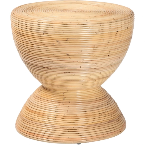 Tokyo Hourglass Side Table in Brown Laminated Natural Rattan