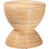 Tokyo Hourglass Side Table in Brown Laminated Natural Rattan
