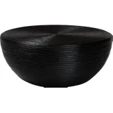 Tokyo Handcrafted Bowl Shaped Coffee Table in Laminated Black Natural Rattan