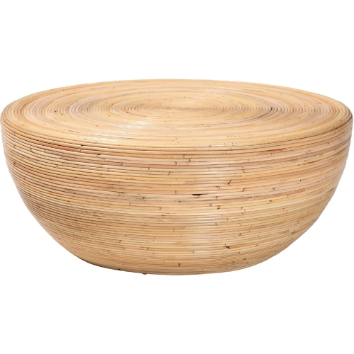 Tokyo Handcrafted Bowl Shaped Coffee Table in Laminated Brown Natural Rattan