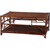 Sebalio Coffee Table w/ Open Shelf in Tortoise Color Natural Rattan