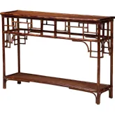 Sebalio Console Table w/ Open Shelf in Tortoise Color Natural Rattan