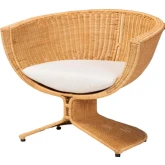 Reya Sculptural Accent Chair in Handwoven Natural Rattan & Neutral Fabric