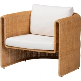 Carina Accent Arm Chair in Handwoven Natural Rattan & Neutral Fabric