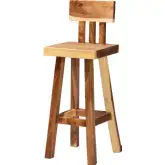 Luli Bar Stool in Handcrafted Suar Wood (Set of 2)