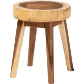 Jia Round End Table in Handcrafted Live Edge Suar Wood