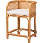 Aria Counter Stool in Light Honey Natural Rattan & Neutral Fabric