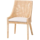 Beata Wingback Dining Chair in Natural Rattan & Neutral Fabric
