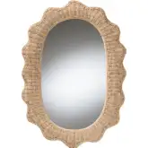 Makoto Scalloped Oval Wall Mirror in Natural Rattan