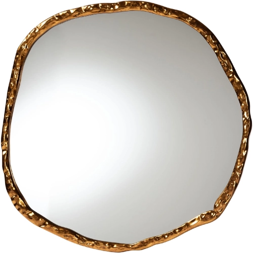 Urania Irregular Shape Wall Mirror Hammered Antique Gold Leaf