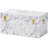 Brenta Lift Top Storage Trunk Chest in White Faux Marble Laminate