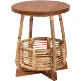 Derenik End Table in Natural Rattan & Mahogany Wood