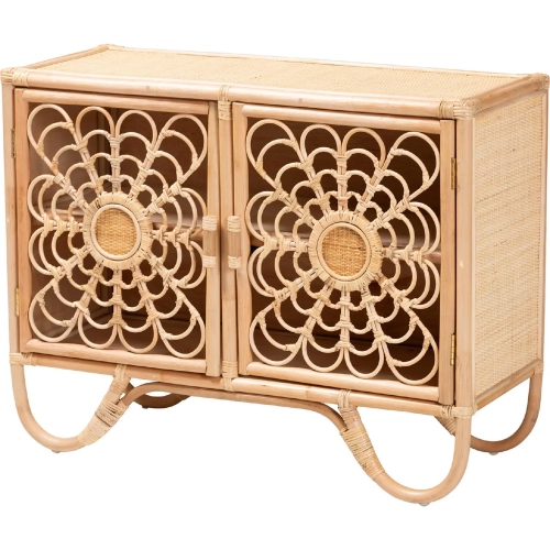Acelin Handcrafted Storage Cabinet Sideboard in Floral Natural Rattan
