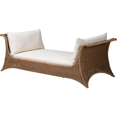 Kalisha Twin Daybed in Grey Wash Natural Rattan & Neutral Fabric