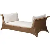 Kalisha Twin Daybed in Grey Wash Natural Rattan & Neutral Fabric