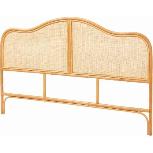 Adelita Queen Arched Headboard in Handwoven Natural Rattan & Cane Panel