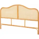 Adelita Queen Arched Headboard in Handwoven Natural Rattan & Cane Panel