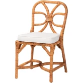 Alondra Dining Side Chair in Light Honey Rattan & Neutral Fabric