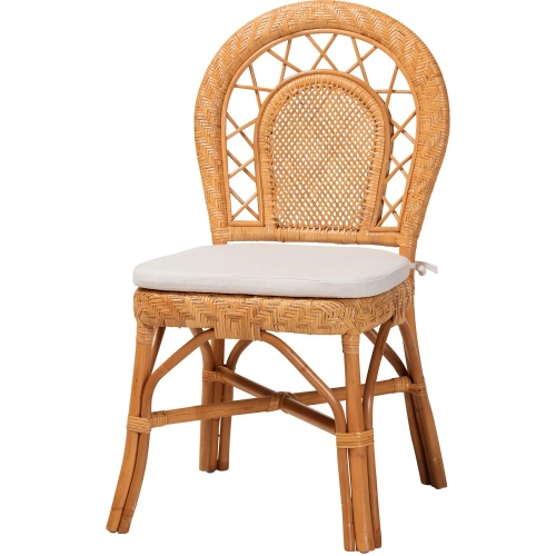 Adam Dining Chair in Rattan & Neutral Fabric