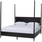 Tamra 4 Poster Platform King Bed in Black Wood & Metallic Trim