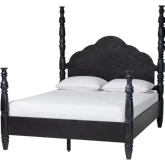 Martino 4 Poster King Platform Bed in Black Wood