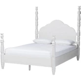 Martino 4 Poster King Platform Bed in White Wood
