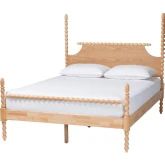 Caliana Bobbin 4 Poster King Platform Bed w/ Spindle Posts in Natural Wood