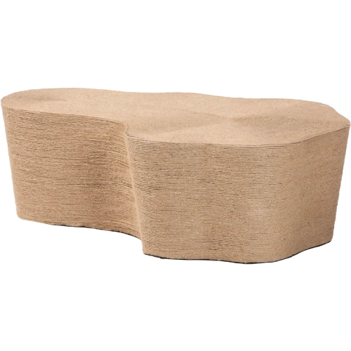 Edna Organic Shape Coffee Table in Handwoven Textured Natural Jute