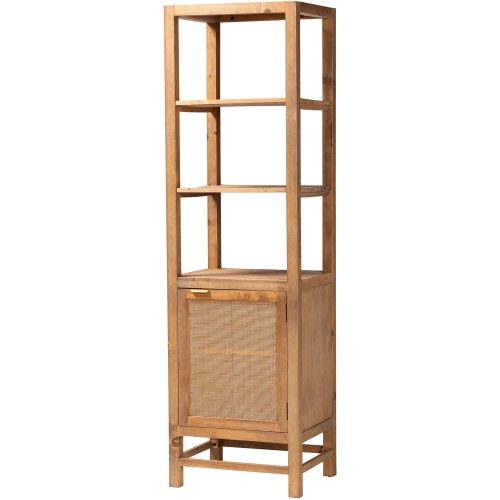 Sibu Tall Cabinet w/ Shelves in Rattan & Wood