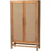 Sibu Tall Double Door Cabinet in Rattan & Wood