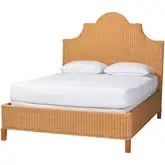 Melanie Scalloped King Bed in Light Honey Natural Rattan