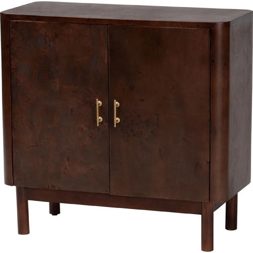 Latika Storage Cabinet in Dark Walnut Brown Burl Wood