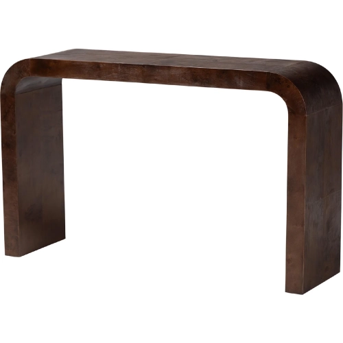 Revelle Waterfall Console Table in Dark Walnut Brown Burl Wood