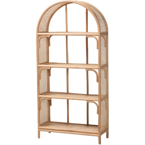 Natania 4 Tier Bookcase in Handwoven Natural Rattan
