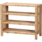 Abelia 4 Tier Bookcase in Natural Rattan & Mahogany