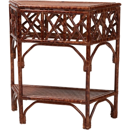 Gaspar Console Table in Handcrafted Marbled Tortoise Rattan
