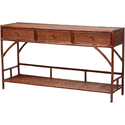 Brier Console Table in Handcrafted Marbled Tortoise Natural Rattan