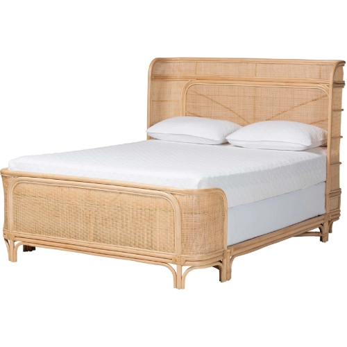 Fiore Queen Bed in Handwoven Natural Rattan